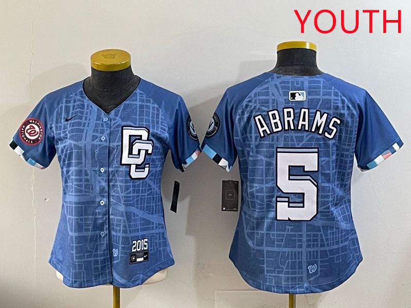 Youth Washington Nationals #5 Abrams Joint Name 2025 Nike MLB Jersey style 5